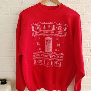 Red Doctor Who Wibbly Wobbly Christmas sweater